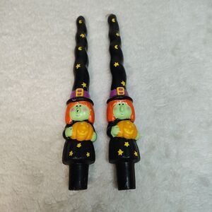 Vintage 10" HALLOWEEN Candles Witches Guild House American Greetings Pumpkins